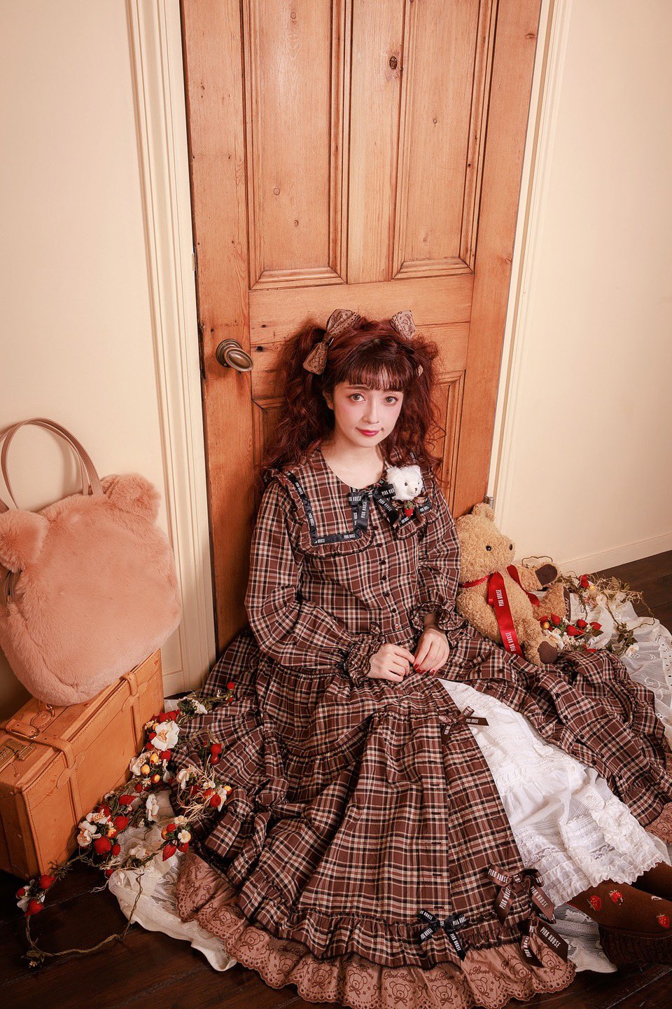 青木美沙子ピンクハウスコラボロゴリボンベレー帽