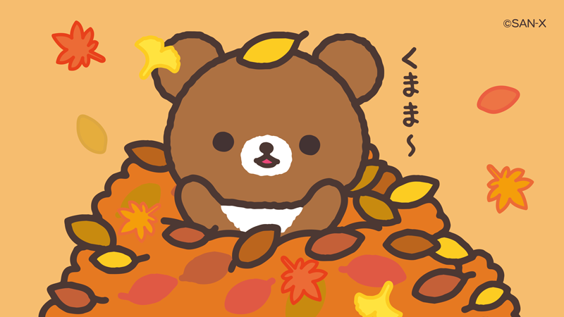 落ち葉の中から…くまま〜！ びっくりした？🍁