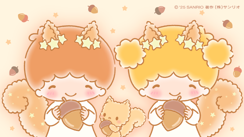 つやつやのどんぐり、りすさんと秋の森でみつけたよ☆