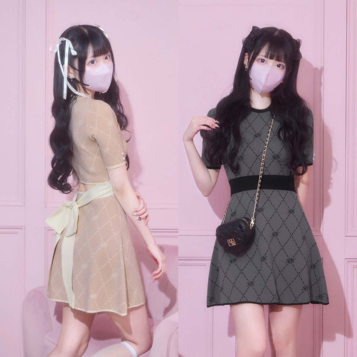 イモちゃん ミシェルマカロン モノグラムアンサンブルニットワンピース