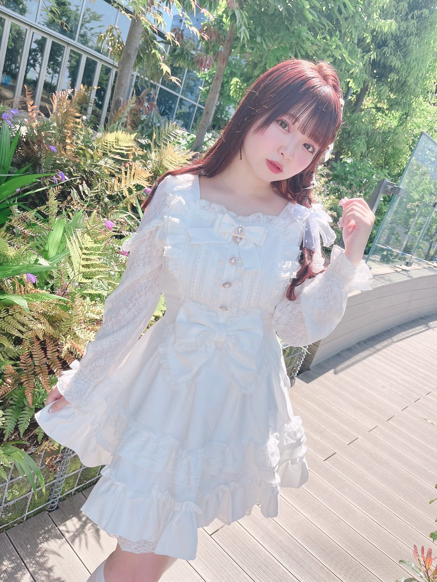 lizlisa❤︎ フロントティアードシフォンワンピースホワイト lizlisa