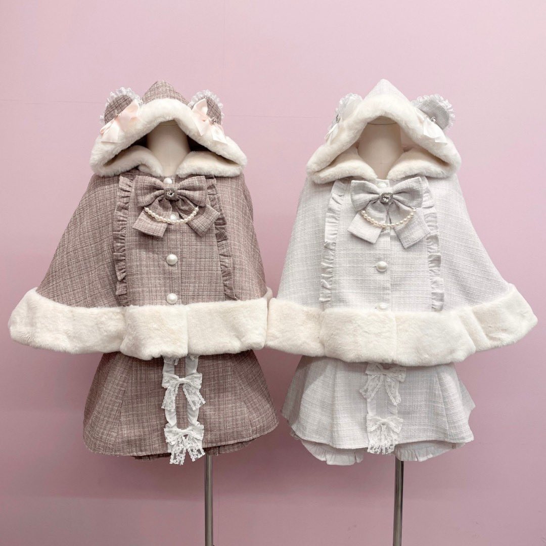 AnkRouge くまちゃん キラキラ ツイード ポンチョ ピンクAnkRougeアン