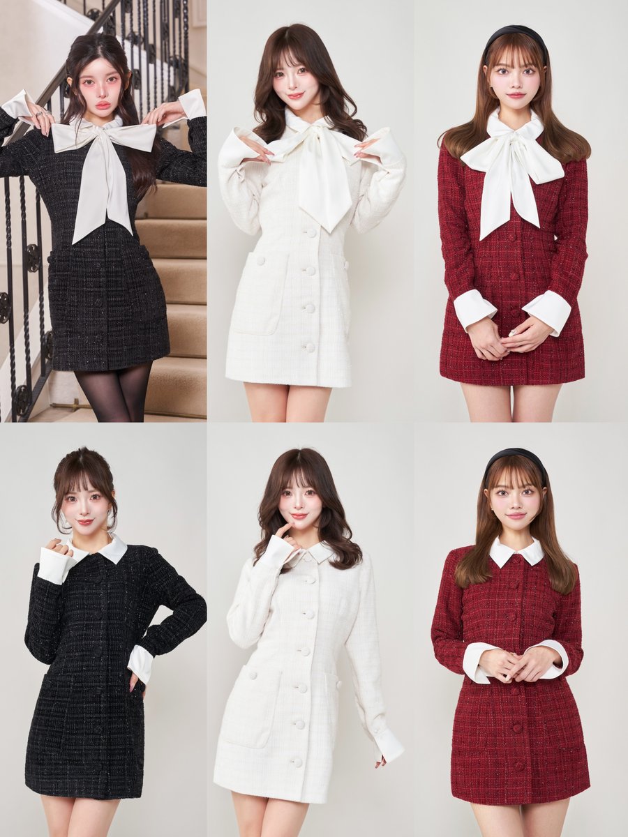 coming soon❄️❤️ 【クラシカルボウタイツイードミニワンピース