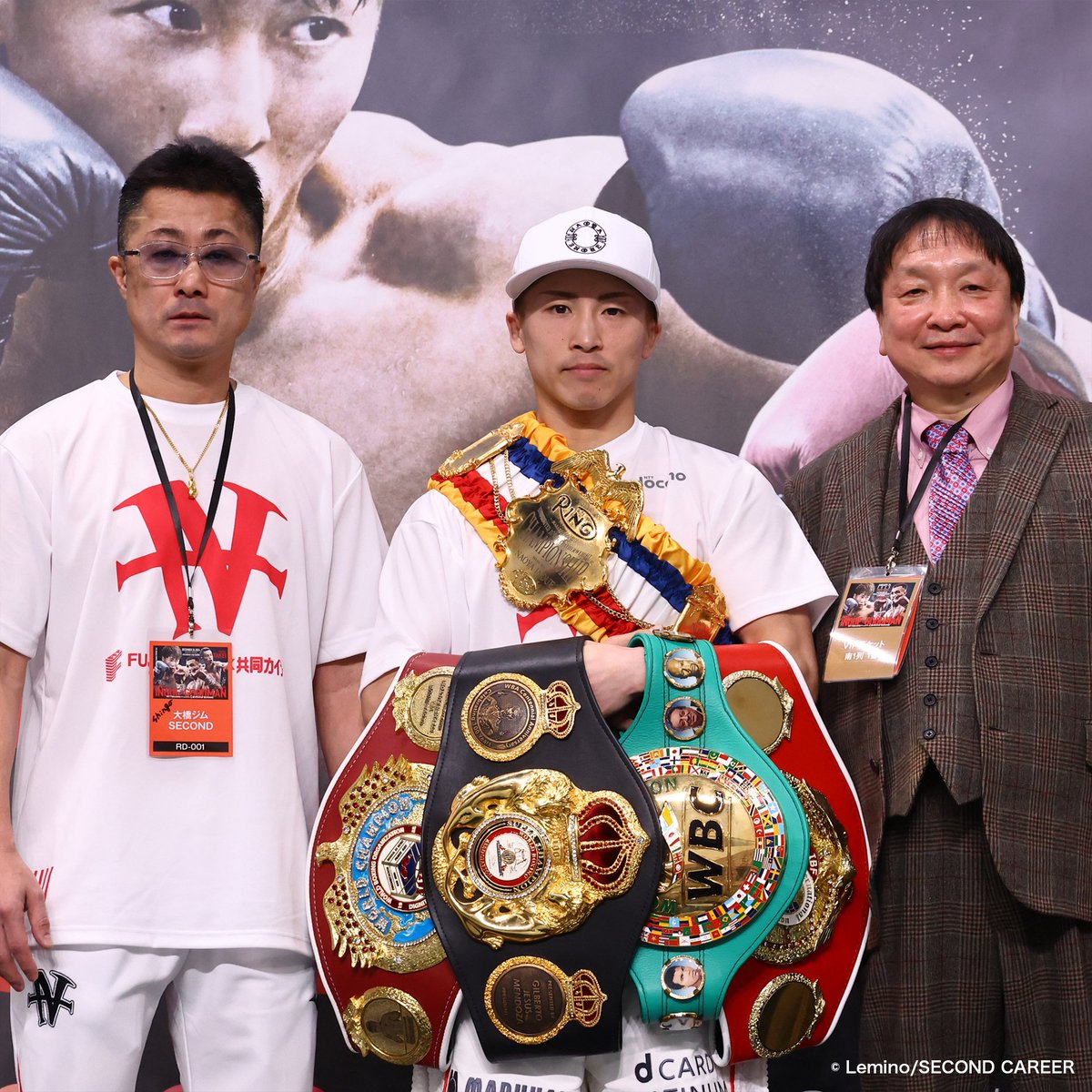 井上尚弥選手が試合後の記者会見で着用していたキャップはオンライン