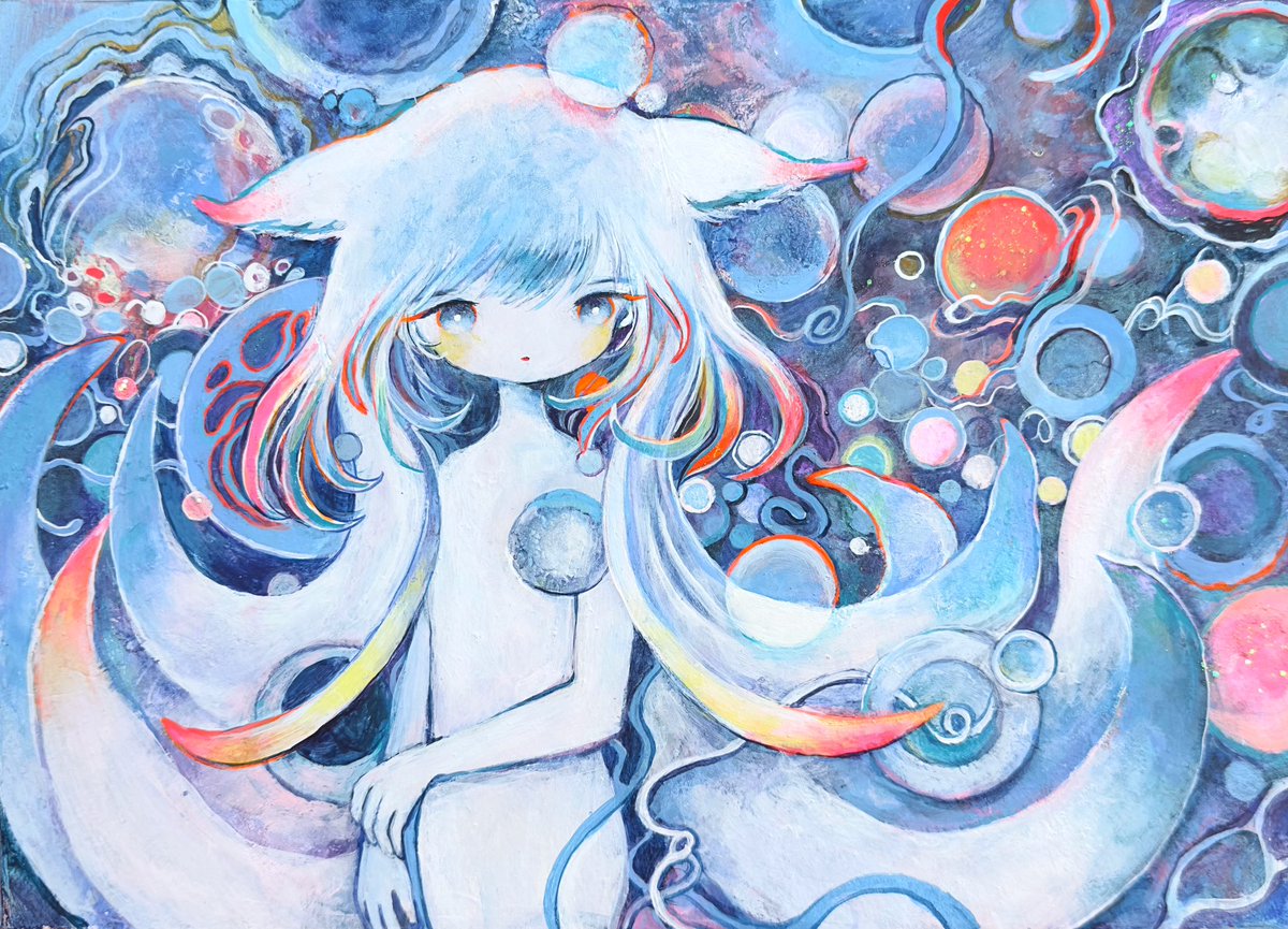 painting 黄菊しーく si_ku 原画　18×23cm(額縁含む)