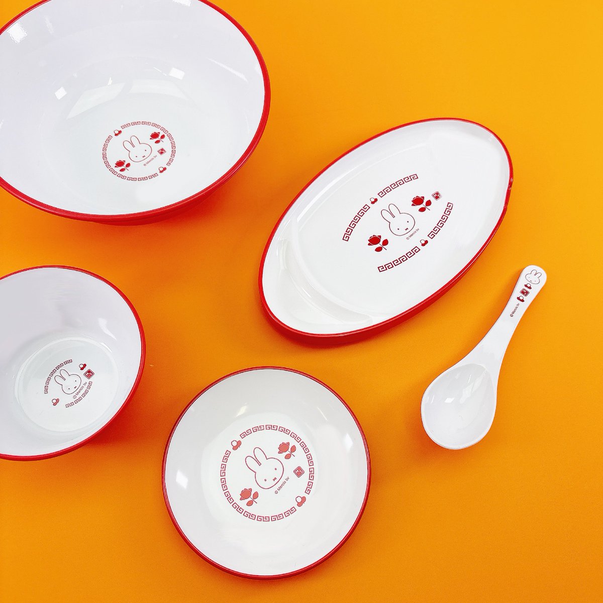 好評発売中！miffy style限定 中華食器】 バラがワンポイントになった