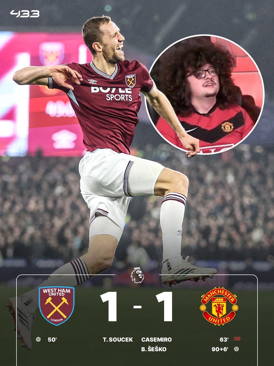 試合終了】 🏆プレミアリーグ 第26節 🏴󠁧󠁢󠁥󠁮󠁧󠁿ウェストハム 1-1