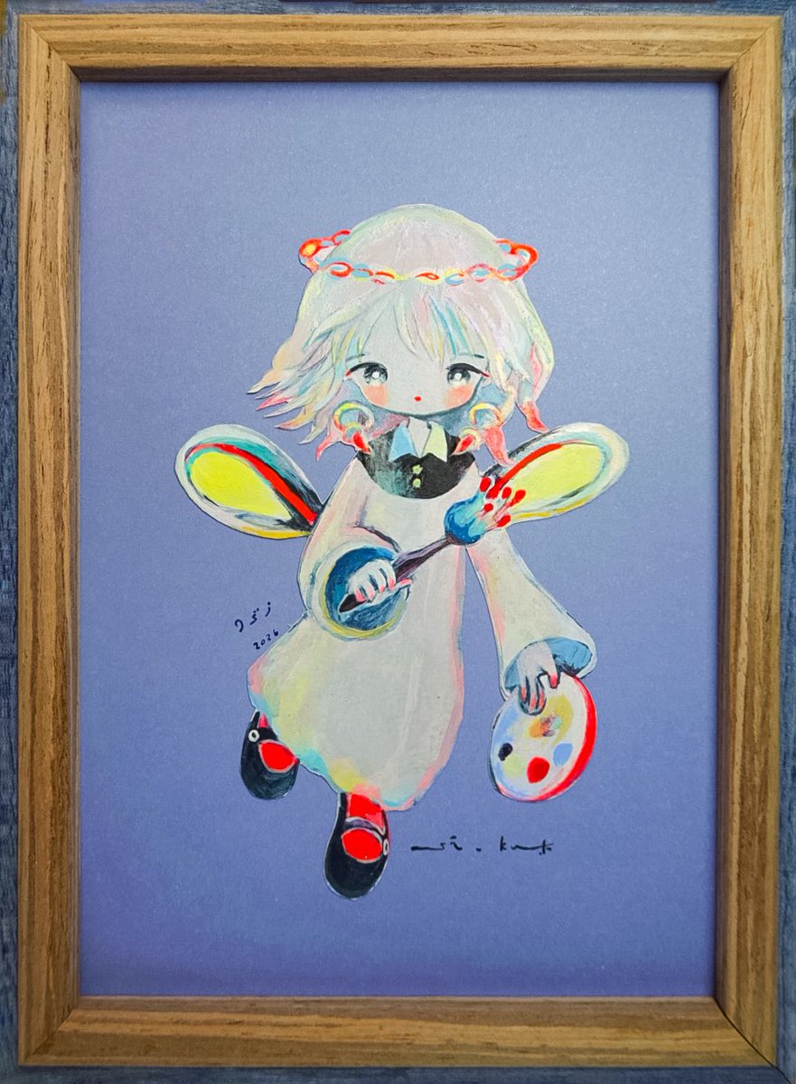 si_ku 黄菊しーく 原画　18×23cm(額縁含む) painting