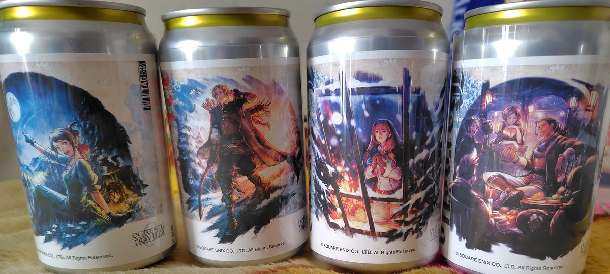 オクトラ0のラベル缶とサザントス様のアクキー届いた！ ラベルはこの