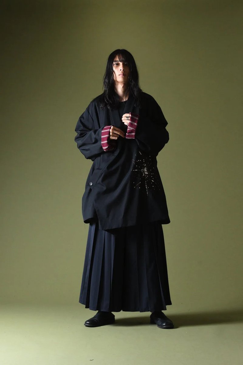 BISHOOL] Sequins Embroidery Wool Gabardine KIMONO Over Jacket