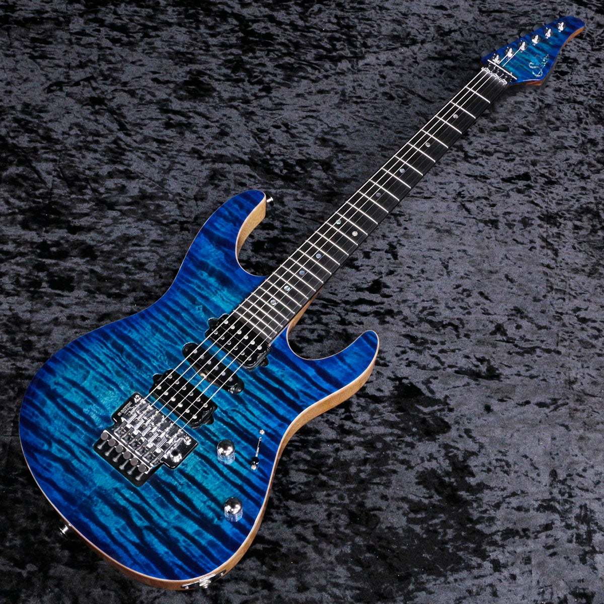 Suhr Custom Modern Set Neck Quilt Top Black Limba Aqua Blue Burst