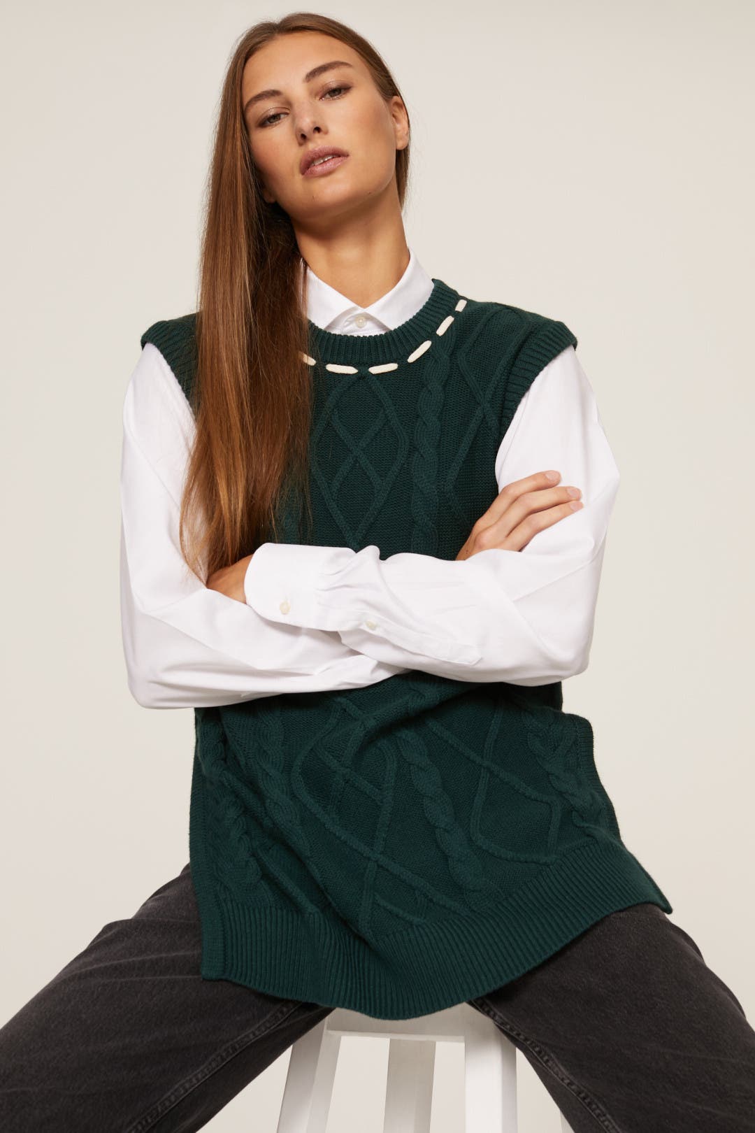 Andrea Cable Knit Vest by L.K. Bennett | Rent the Runway