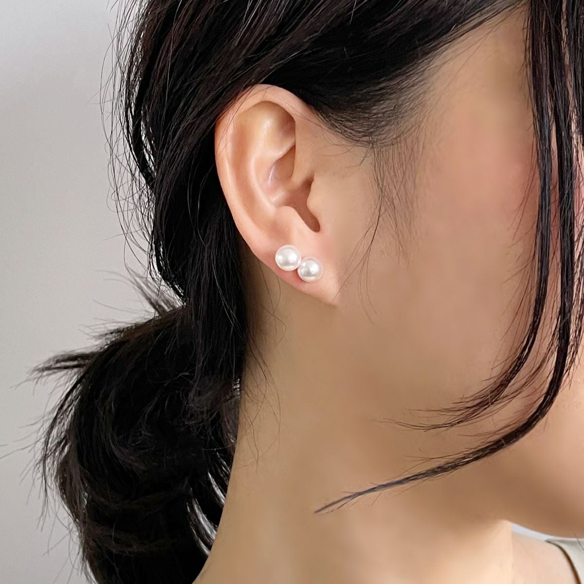 Carina あこや真珠 2粒ピアス7.5-8.0mm K18YG | あこや真珠ピアス