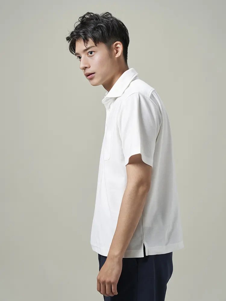 ブラック 鬼鹿の子ポロシャツ メッシュ ホワイト/ネイビー/ダーク