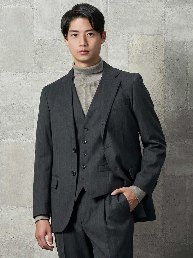 TRANS CONTINENTS セットアップジャケット ストライプ グレー | P.S.FA