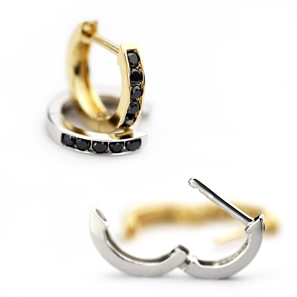 メンズ片耳ピアス│K18ブラックダイヤモンド│男性用フープピアス