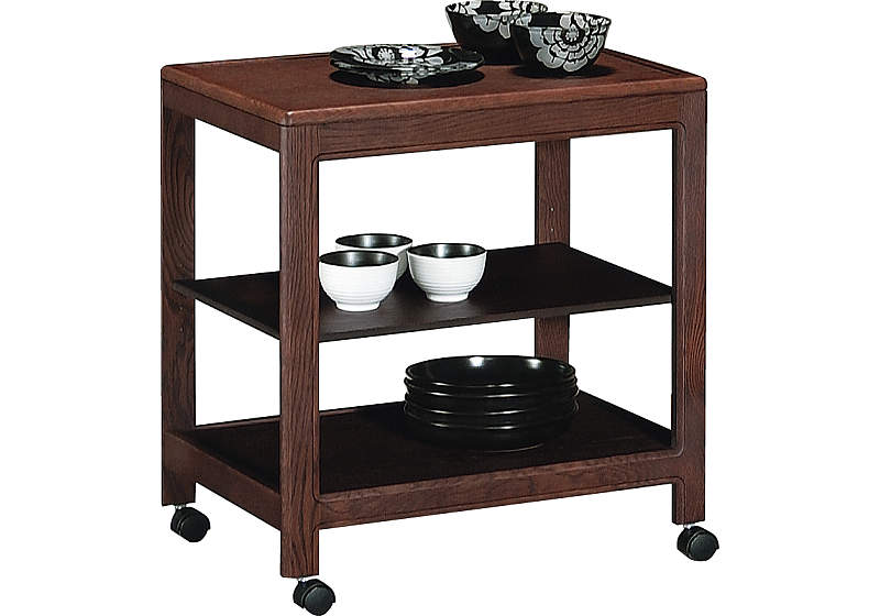 HR603 希少デザイン カリモク家具 キッチンワゴン サイドワゴン ラタン