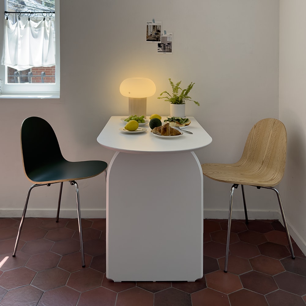 COMOCASA ARC 半楕円形 ダイニングテーブル 100cm［2色］ ホワイト