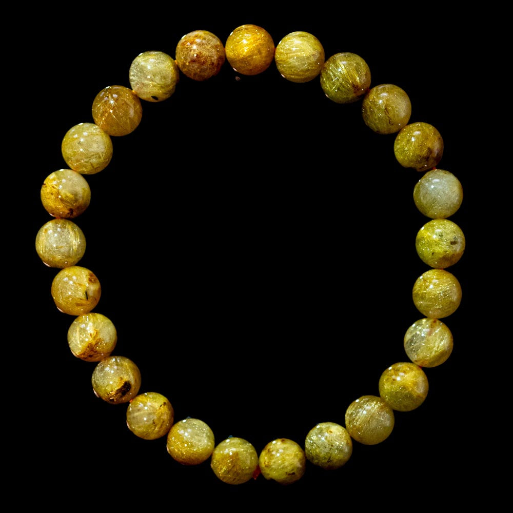 8.0mmゴールドルチル】ルチルクォーツ 8.0mm玉 タイチン ブレスレット