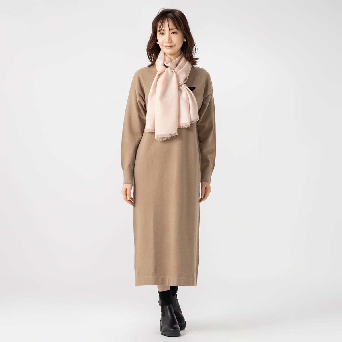 Anne Coquine カシミヤモノグラムジャガードストール アンコキーヌ