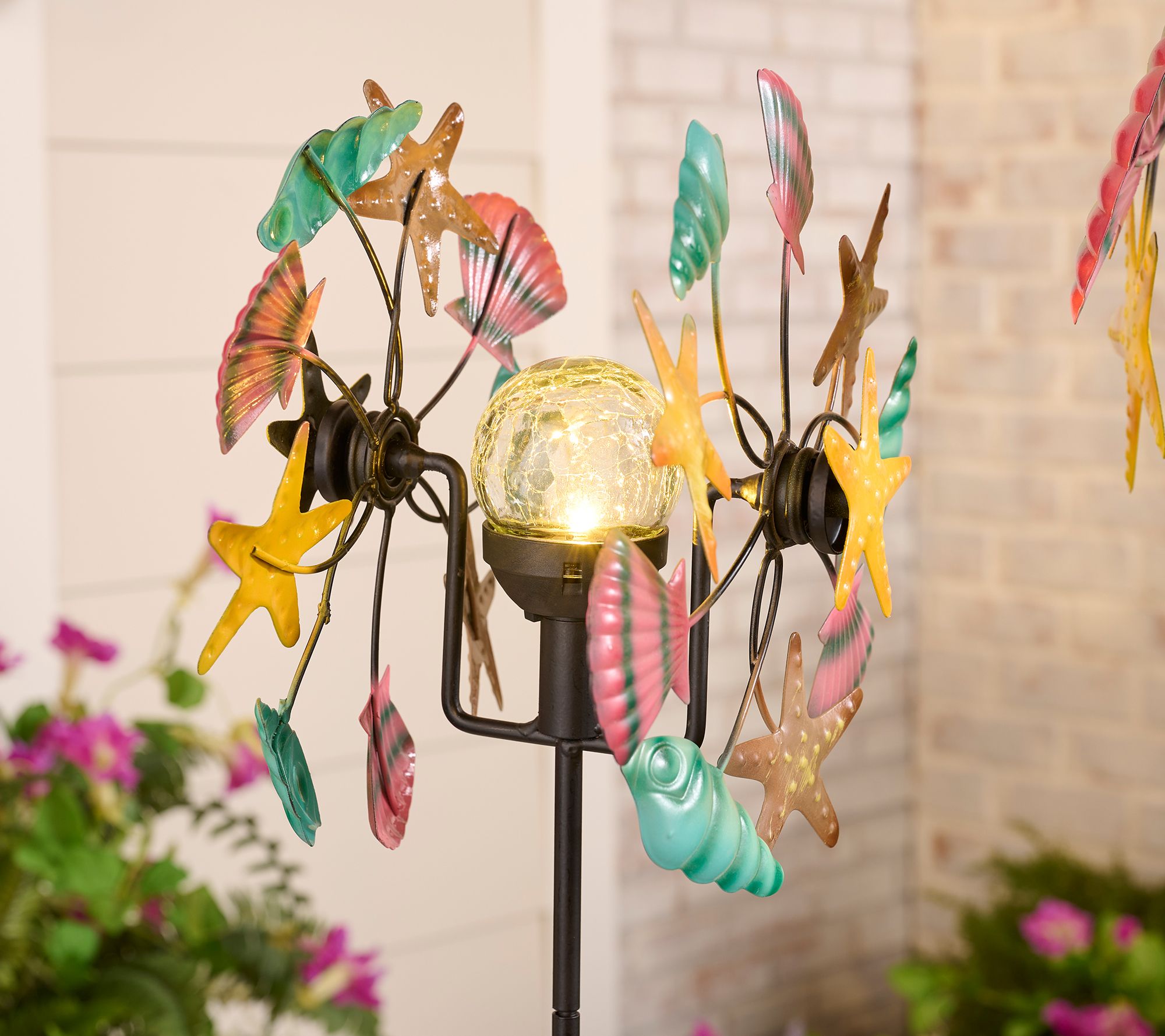 Temp-tations Outdoors Set of 2 Wind Spinners with Solar Lights