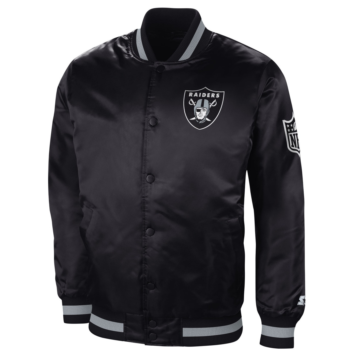 STARTER RAIDERS BLACK FILL SATIN JACKET 2.0