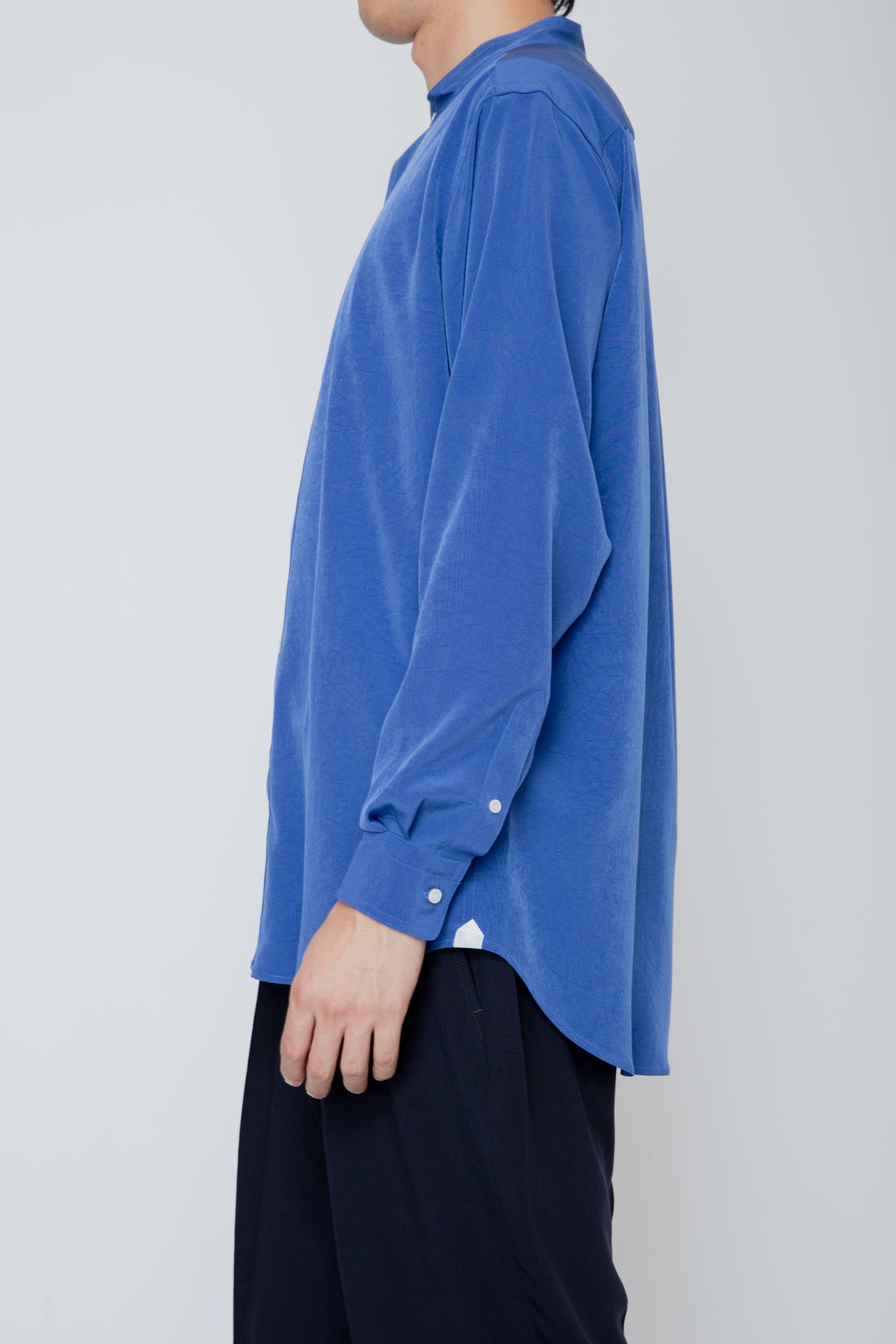 BAND COLLAR SHIRT / BLUE – RAINMAKER KYOTO