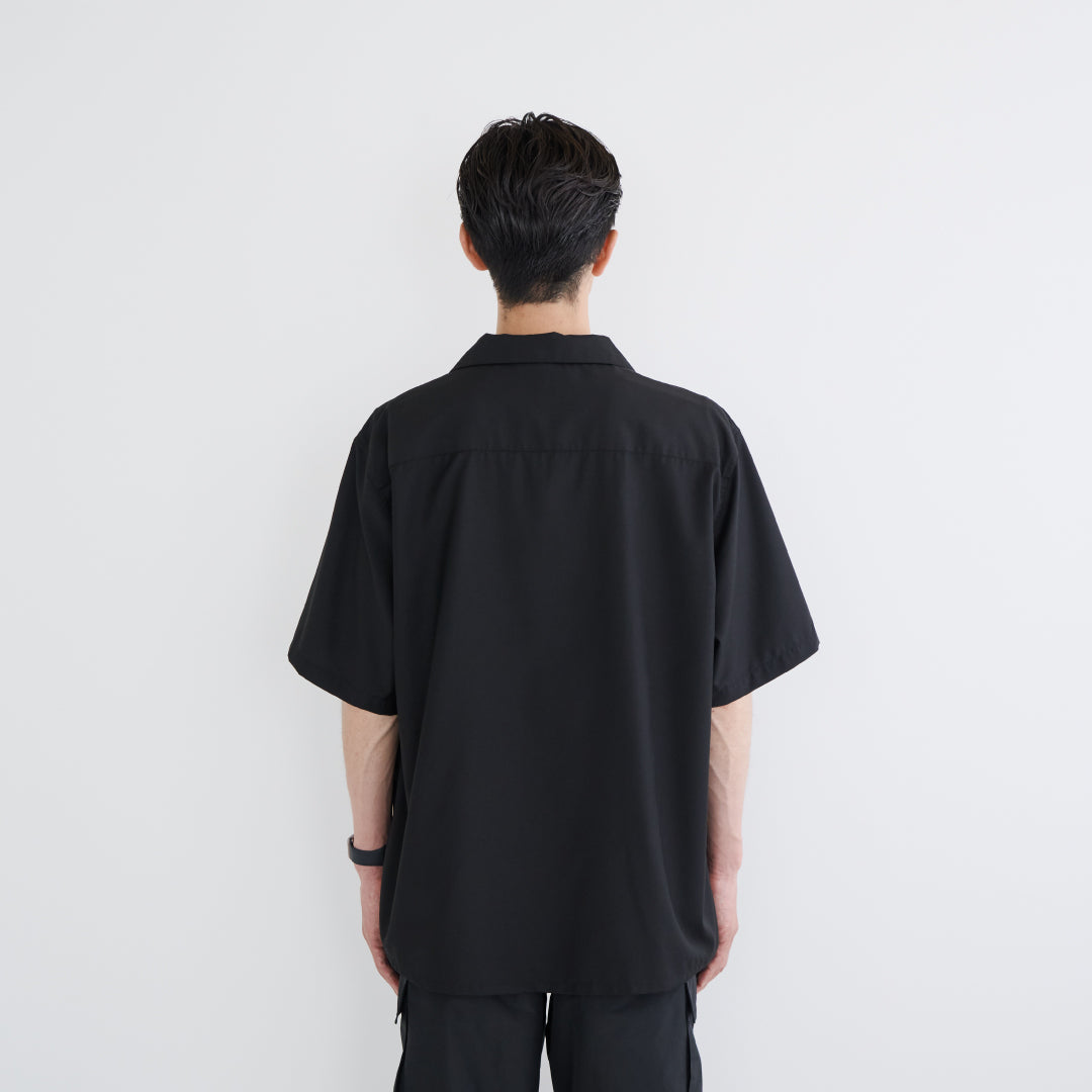 S/S Open Collar Shirt -black-