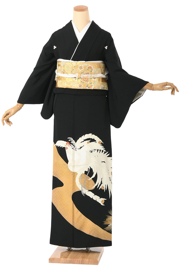黒留袖レンタル 鳳凰松文 MOサイズ B034｜京都きもの市場 着物宅配