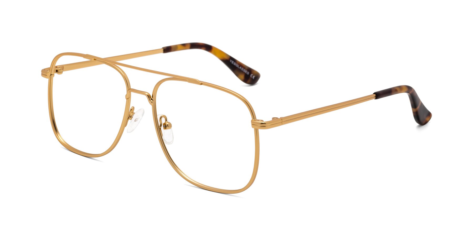 Matte Gold Double Bridge Grandpa Metal Eyeglasses - Merry