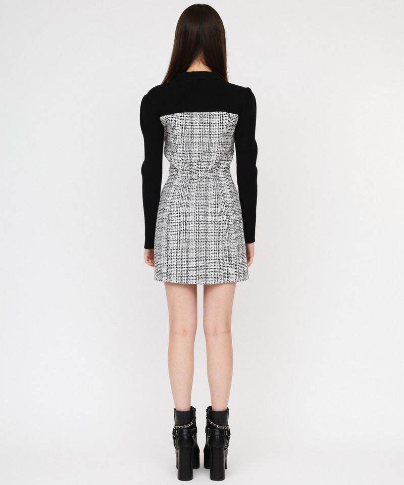 ニットドッキングツイードタイトミニワンピース｜ROYAL PARTY ロイヤル