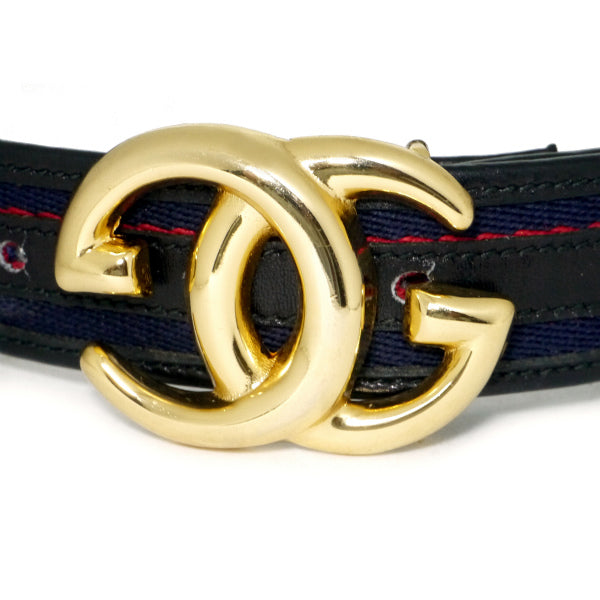 OLD Gucci シェリーラインGGバックルレザーベルト（青） – Vintage