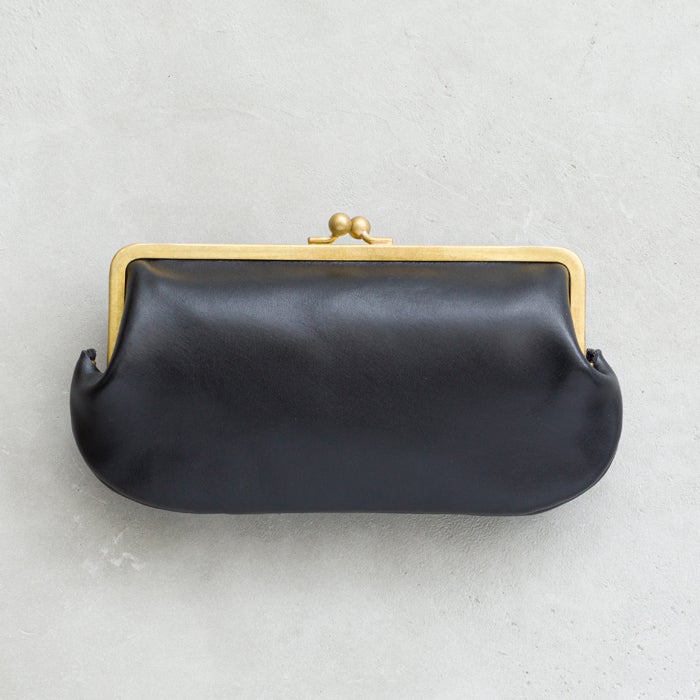 N25 レザーがま口ウォレット（ブラック・大）