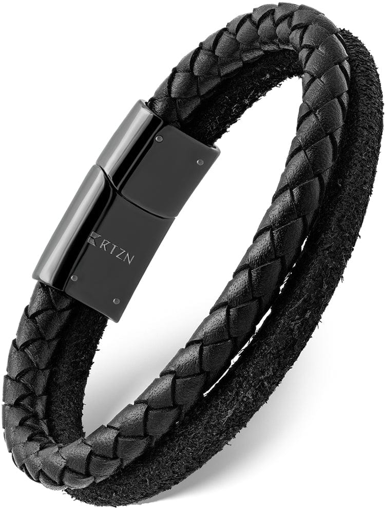 Black Leather Bracelets for Men – RTZN Bold & Stylish