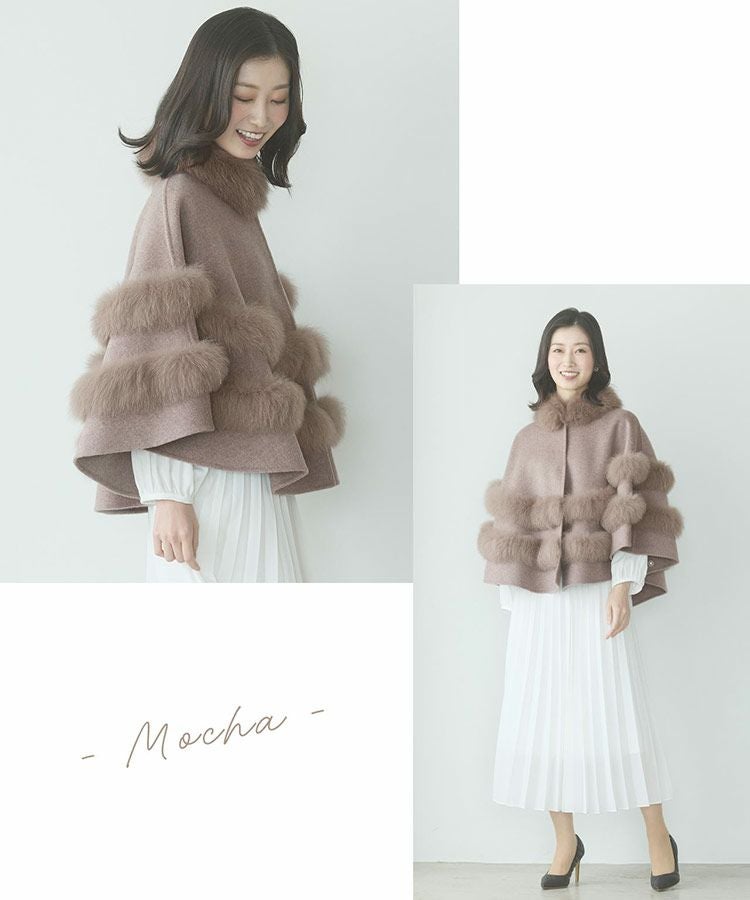 Filomo ケープコート カシミヤブレンドウール 一枚仕立て フォックス