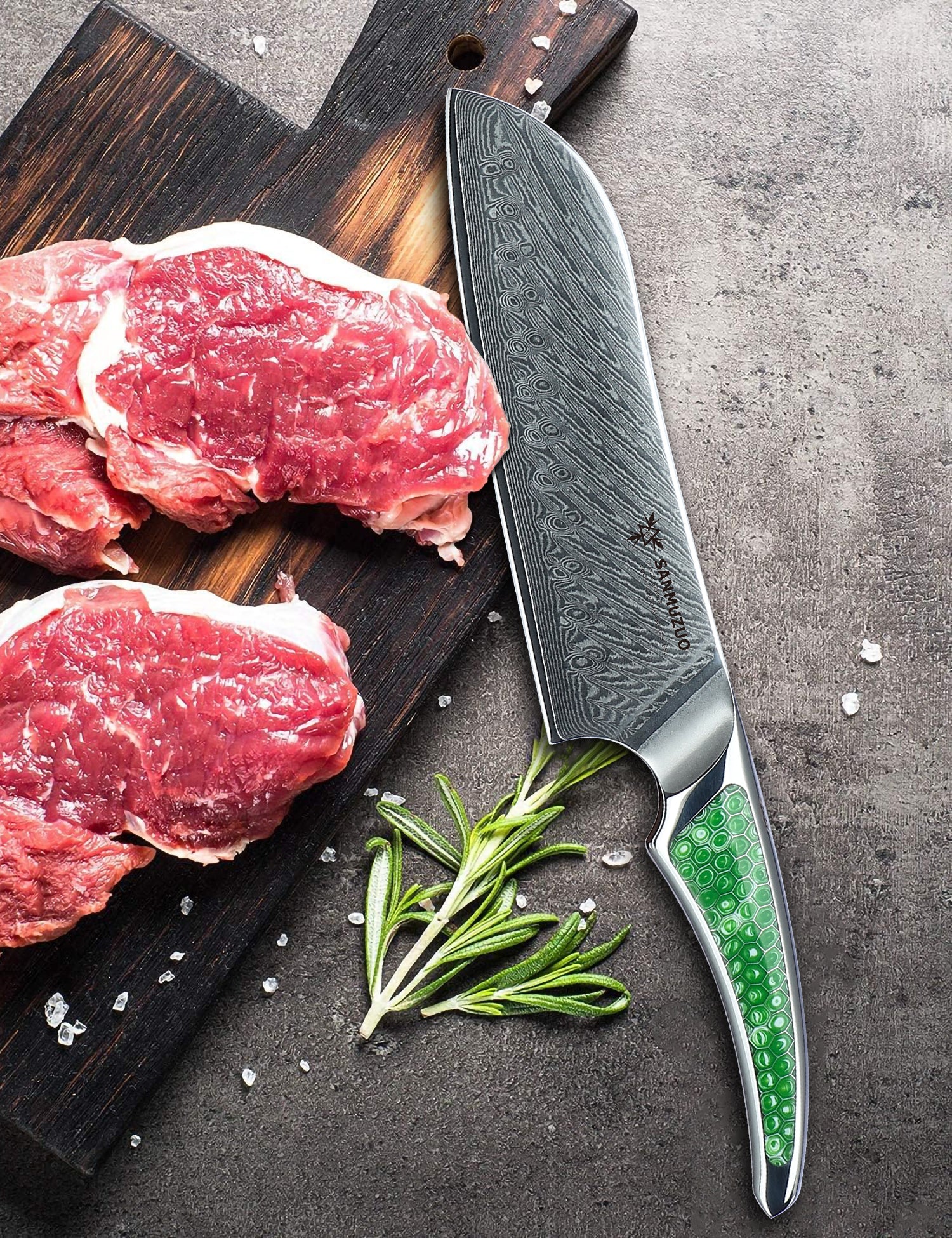 SANMUZUO 7 inch Santoku Knife, Japanese VG-10 Damascus Steel Chef