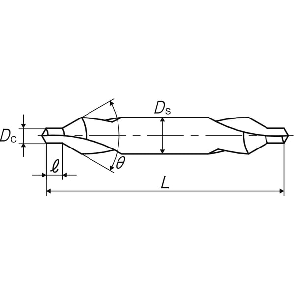 強ねじれ溝A形60° センタ穴ドリル｜CE-S 12X60ﾟX25 HSS｜センター
