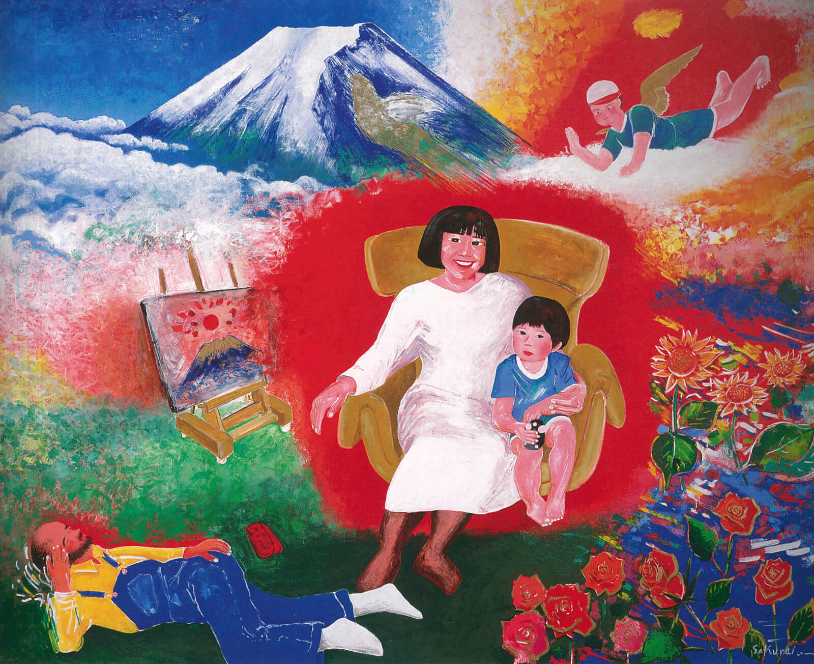 1744】真作 桜井孝美 悠々富士 油彩 6号 1744】真作 桜井孝美 悠々富士