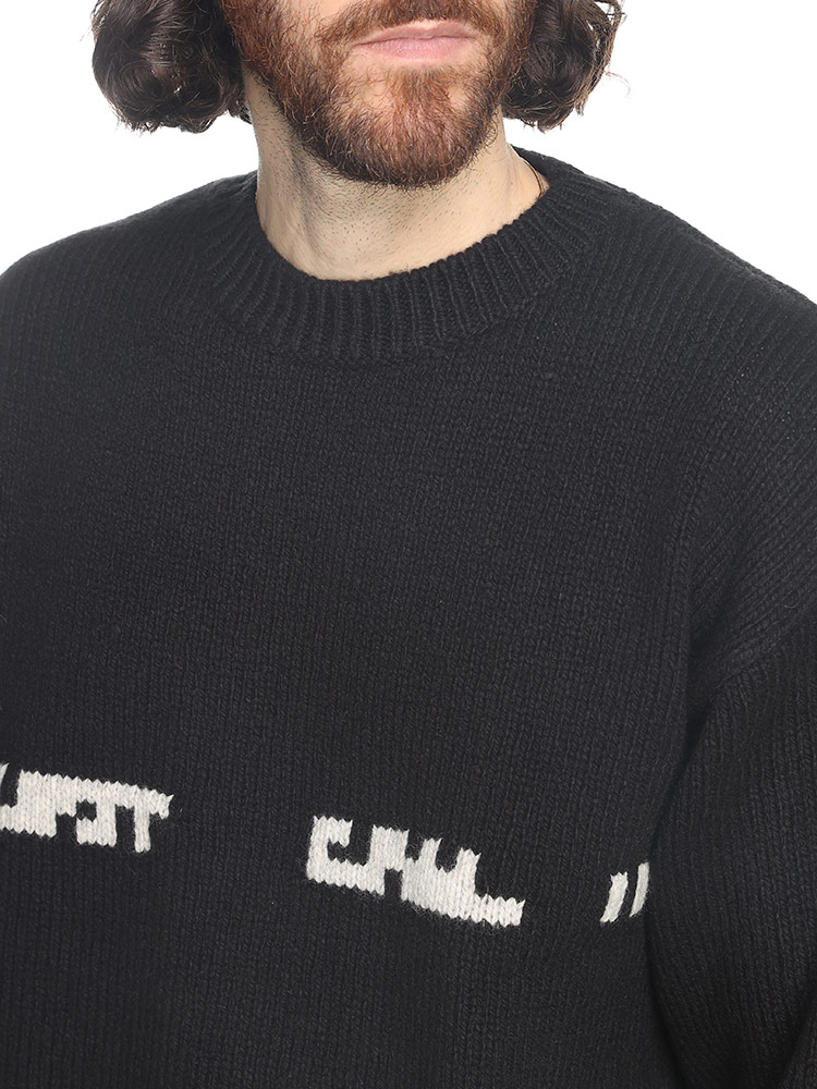 HELIOT EMIL (エリオット・エミル) ロゴインターシャ クルーネック