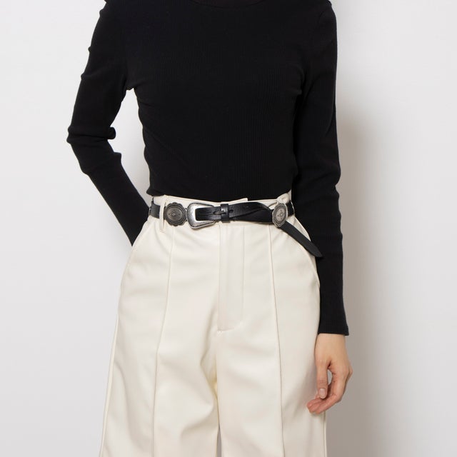 プントヴィータ Puntovita コンチョ細ベルト （NERO） - ファッション