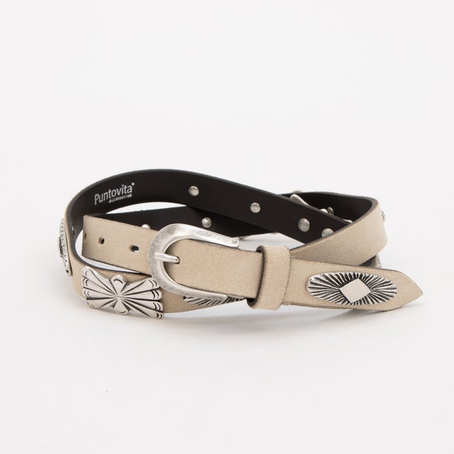 プントヴィータ Puntovita コンチョ細ベルト （NERO） - ファッション