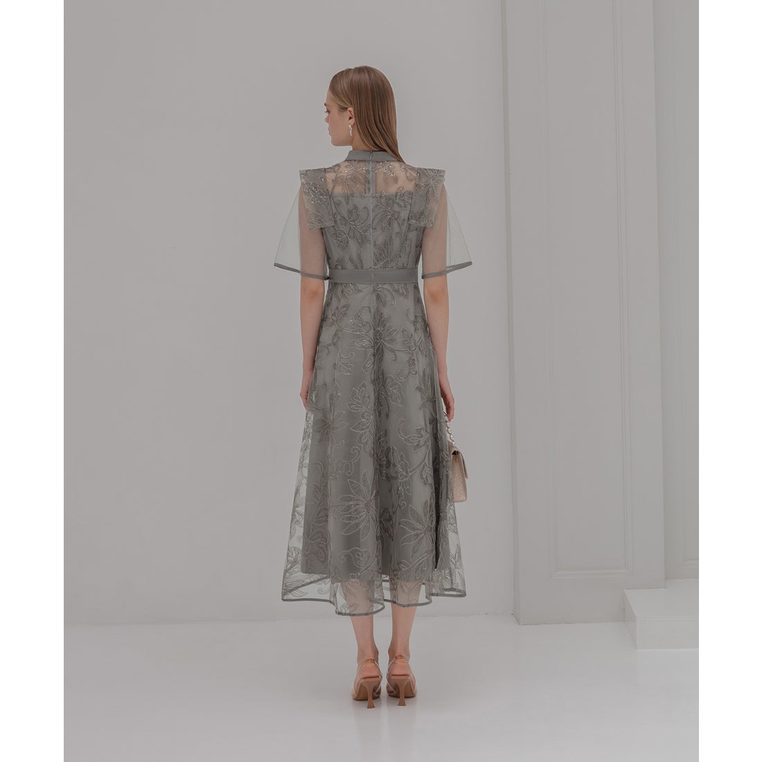 レジャ Leja フラップデザインフラワースパンコールAラインワンピース