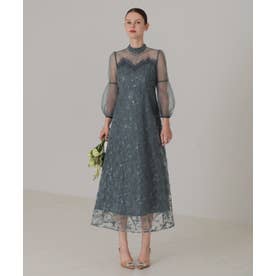 レジャ Leja 花柄刺繍レーススパンコールハートカットAラインドレス