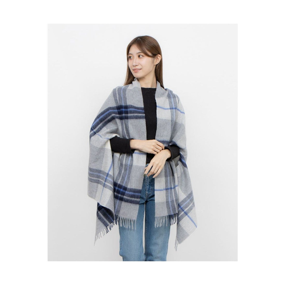 MACKINTOSH PHILOSOPHY ウール100％紡毛厚手ストール ポンチョ 羽織り