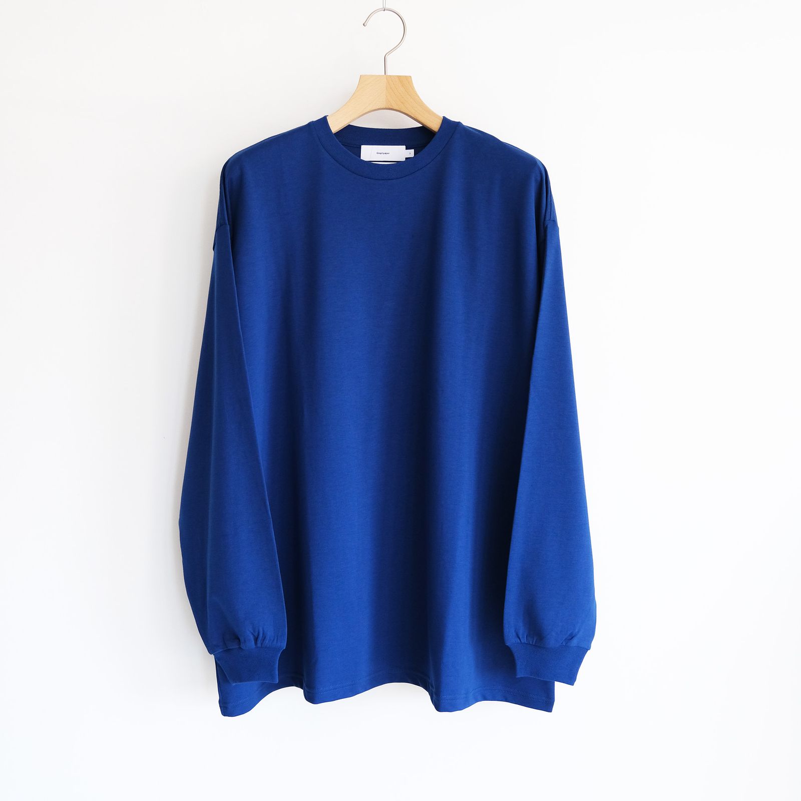Graphpaper - Brushed Mockrody Crew Neck L/S Tee -Tシャツ-（Blue