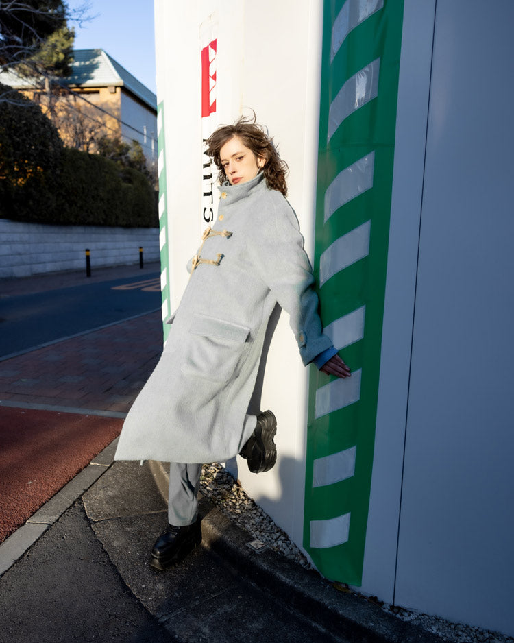 STAND COLLAR LOOSE WOOL COAT (TURQUOISE BLUE)(コート/SHCT25201