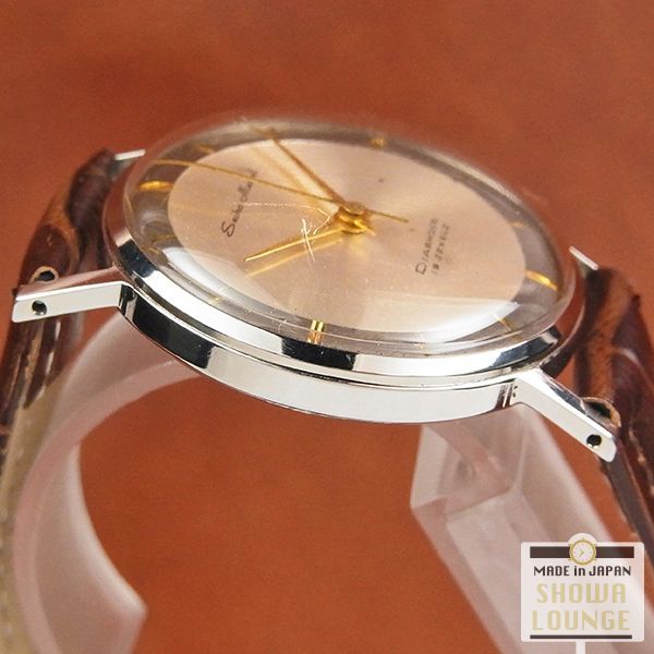 セイコー SEIKO マーベル 希少な19石赤機械 彫りインデックスの2トーン