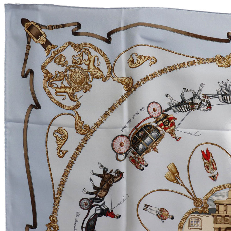 HERMES】エルメス カレ90 THE ROYAL MEWS 王室の馬小屋 シルク 水色