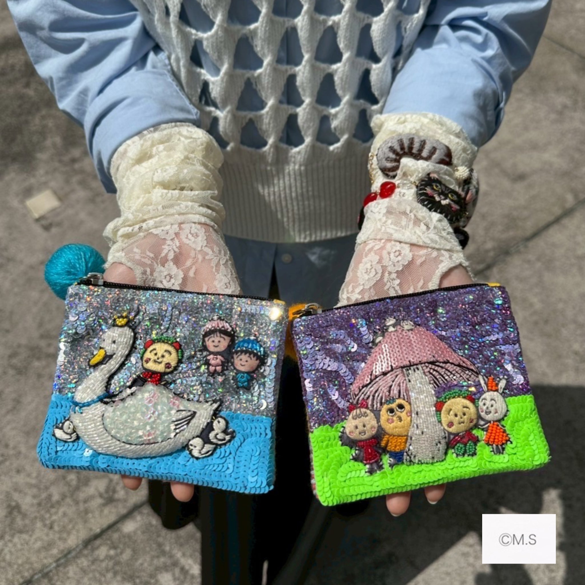 tamao world スパンコール刺繍ポーチ コジコジ