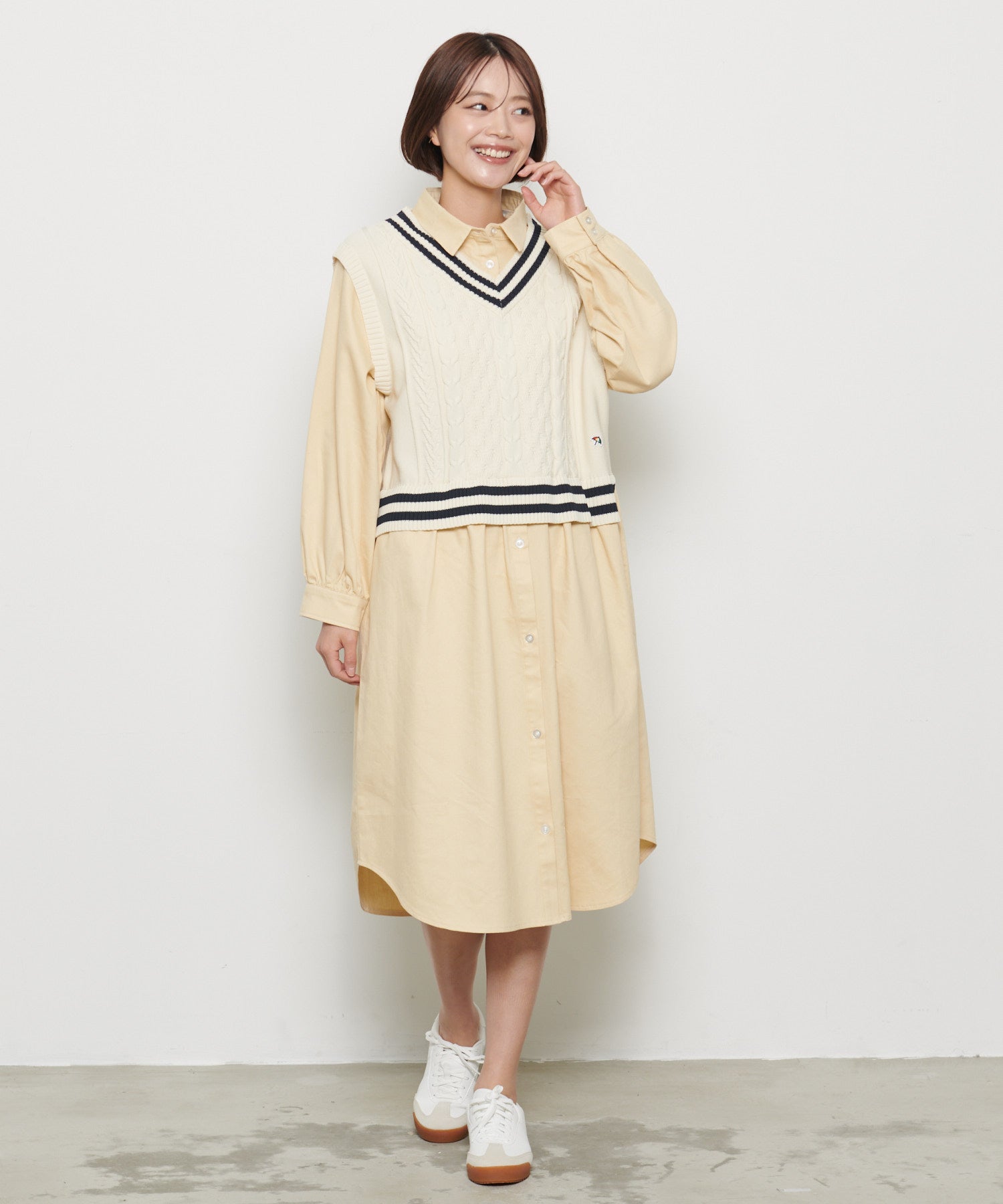 ニットベスト ドッキングワンピース（ワンピース/レディース